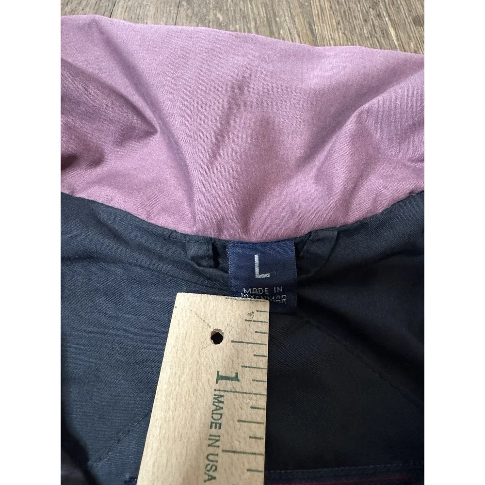 King Louie Vintage Mens Large Jacket Black Mauve Full Zip Bomber Windbreaker L